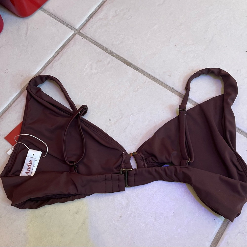 Andie Mauve Brown V-Neck Bikini Top - Picture 4 of 5